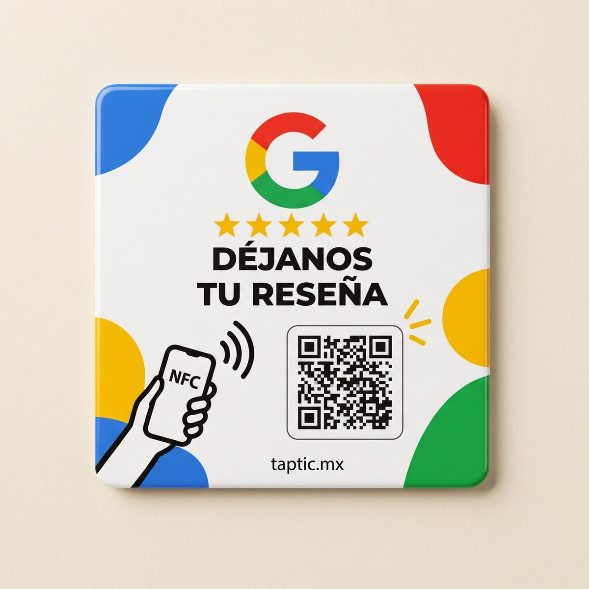 Placa Adherible Google Reviews QR + NFC - Google Claro